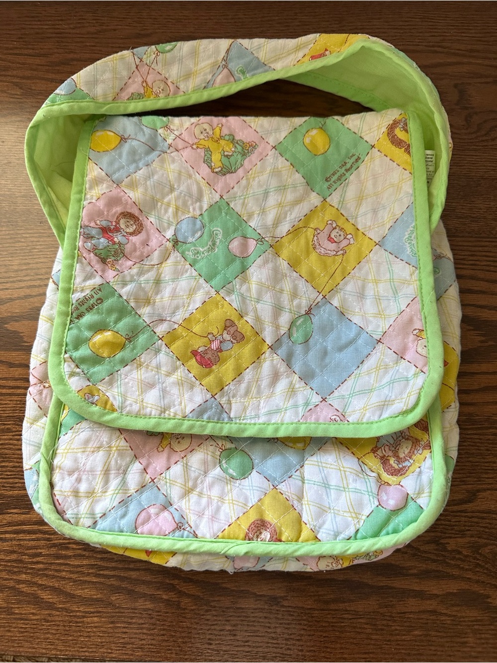 Cabbage Patch Kids Quilted Diaper Bag Doll Vintage Green 1983